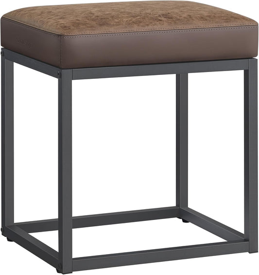 LUIZ Collection - Ottoman Footstool, Rectangle Ottoman, Vanity Chair Stool, Footrest, Reversible Top, Side Table, Max. Load 660 Lb, Bedroom Living Room Entryway, Walnut Brown ULOM079K01