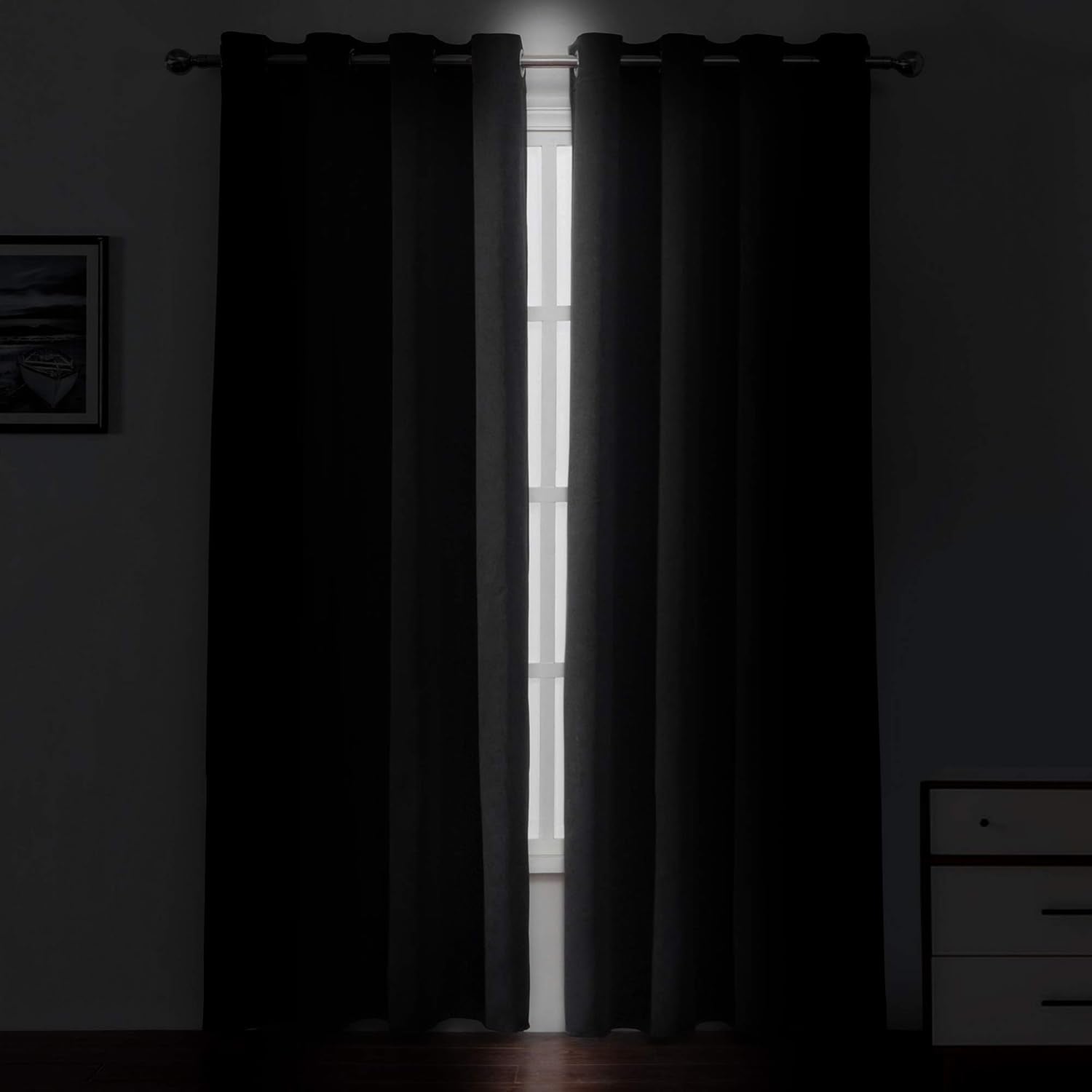 Blackout Curtains 52 X 84 Inches Long Black Curtains Set of 2 Panels Thermal Insulated Room Darkening Curtains for Bedroom