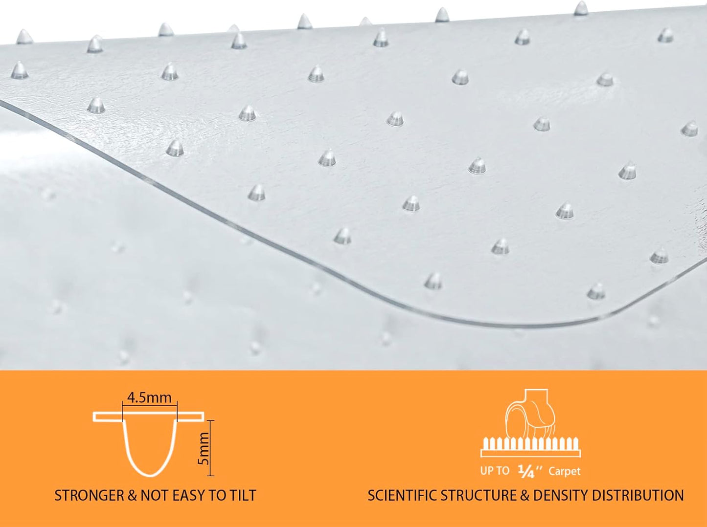 Chair Mat for Carpet - 48" X 36" Clear Plastic Floor Mat for Low Pile Carpet, Easy Glide Rolling Computer Desk Mats for Carpeted Floors, BPA and Phthalates Free (With Lip)