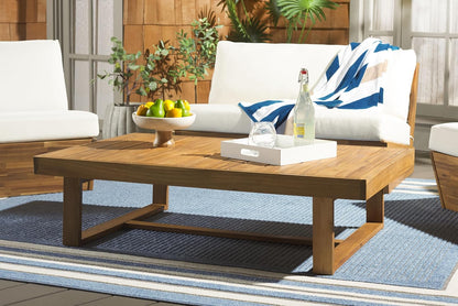 Outdoor Collection Duncan Natural Brown Slatted Top Solid Wood Coffee Table