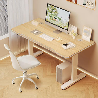 Gaming Desk Computer Writing Table for Home Office Student Art Modern Simple Style with T-Shaped Metal Bracket PC Wood Suitable for Offices&Bedrooms