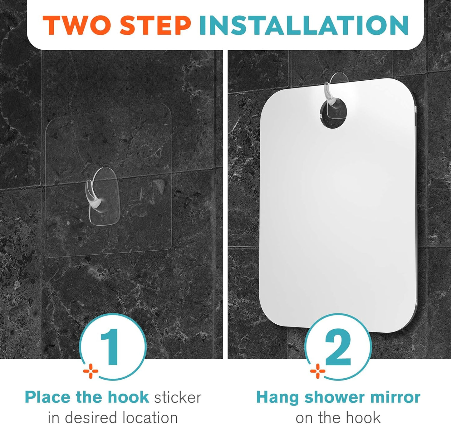 Fogless Shower Mirror for Shaving – Anti-Fog Acrylic Mirror with Razor Holder, No-Drill Wall Mount, Flat Design for Steam Showers, Medium 6X8In