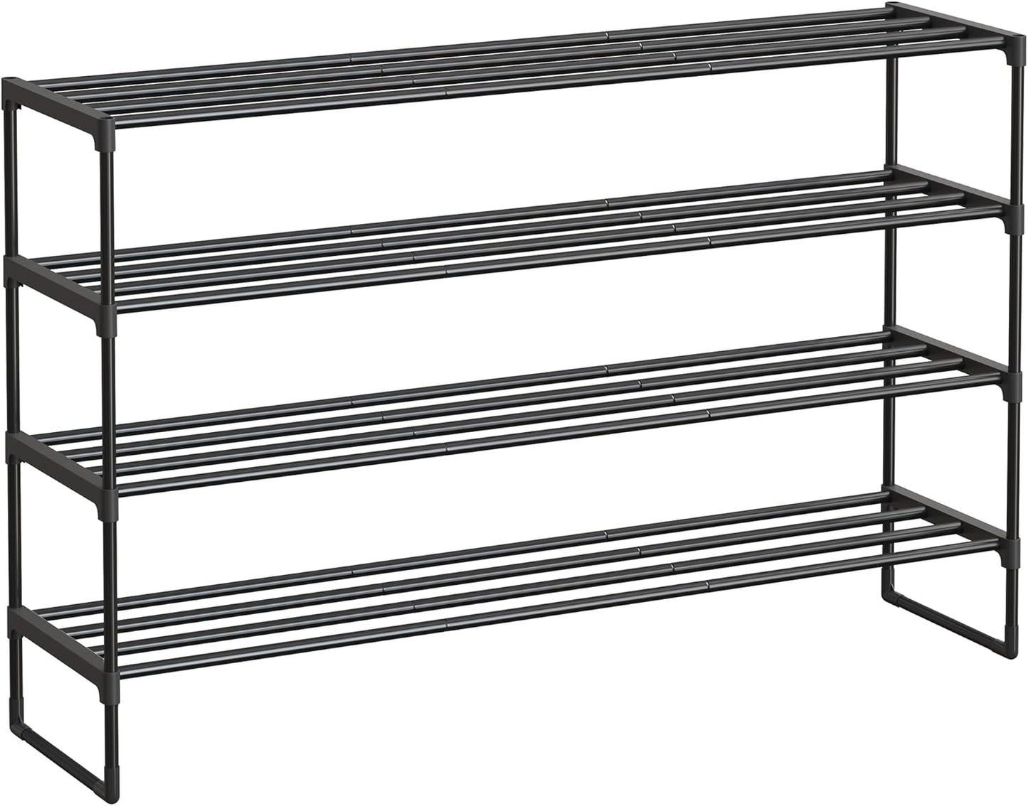 Shoe Rack, 3-Tier Shoe Organizer, Metal Storage Shelf, Upright or Upside Down, for 16-20 Pairs, Stackable, for Entryway, 11.8 X 36.2 X 21.7 Inches, Black ULSA303B02