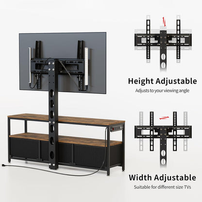 TV Stand with Mount and Power Outlet, TV Stand with Drawers Storage for Living Room Bedroom, LED Entertainment Center for 45/55/60/65 Inch, Height Adjustable Media Console, Rustic