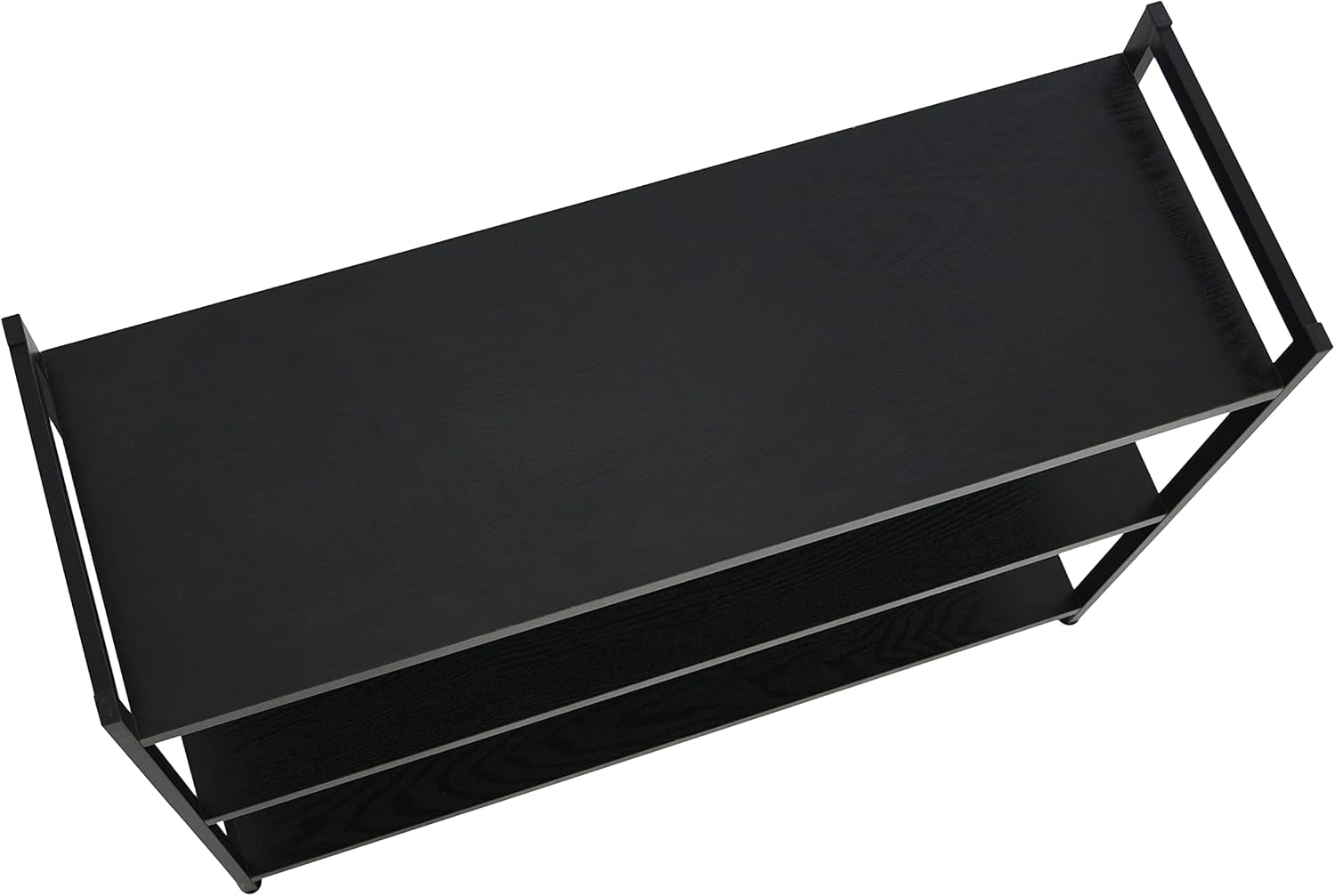 Jamestown Wide 3 Shelf Open Storage Bookshelf Black Oak Wood Grain and Black Metal