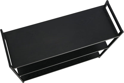 Jamestown Wide 3 Shelf Open Storage Bookshelf Black Oak Wood Grain and Black Metal