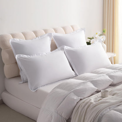 King Pillow Shams - 2 Pack Brushed Microfiber 20X36 Sham Covers - Super Soft and Cozy, Wrinkle, Fade, Stain Resistant 20X36 Inches Oxford Pillowcases, White
