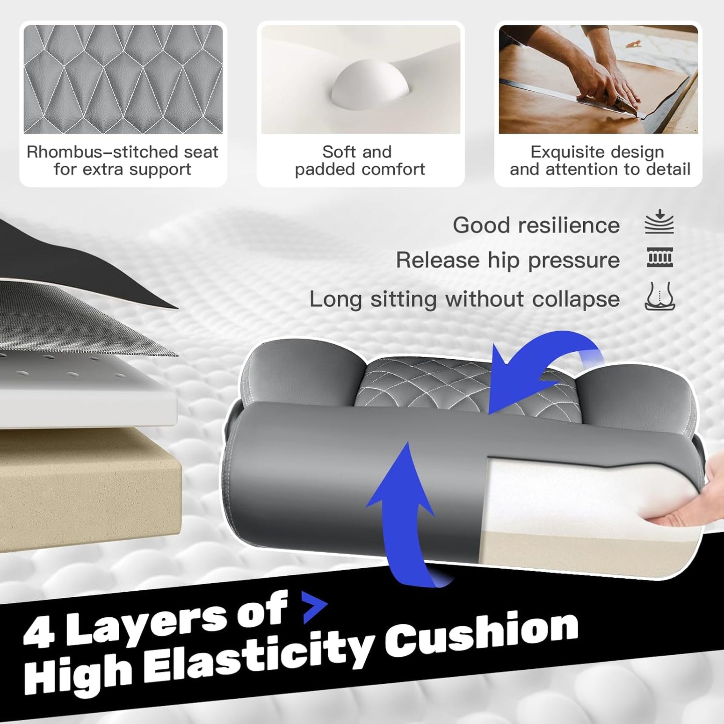 High Back Executive Ergonomic Computer Desk Chair with Rocking Function, Leather Managerial Office Chair with Adjustable Flip-Up Armrests and Lumbar Support