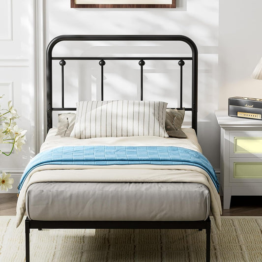 Twin Size Metal Headboard Only,Adjustable Height, Farmhouse Victorian Style,Black