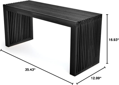 Bamboo Dining Bench, 35 Inch Farmhouse Decor Indoor Kitchen Table Bench, Entryway Shoe Rack Bench Solid Bamboo Benches for Living Room, Hallway, Bedroom, Bathroom