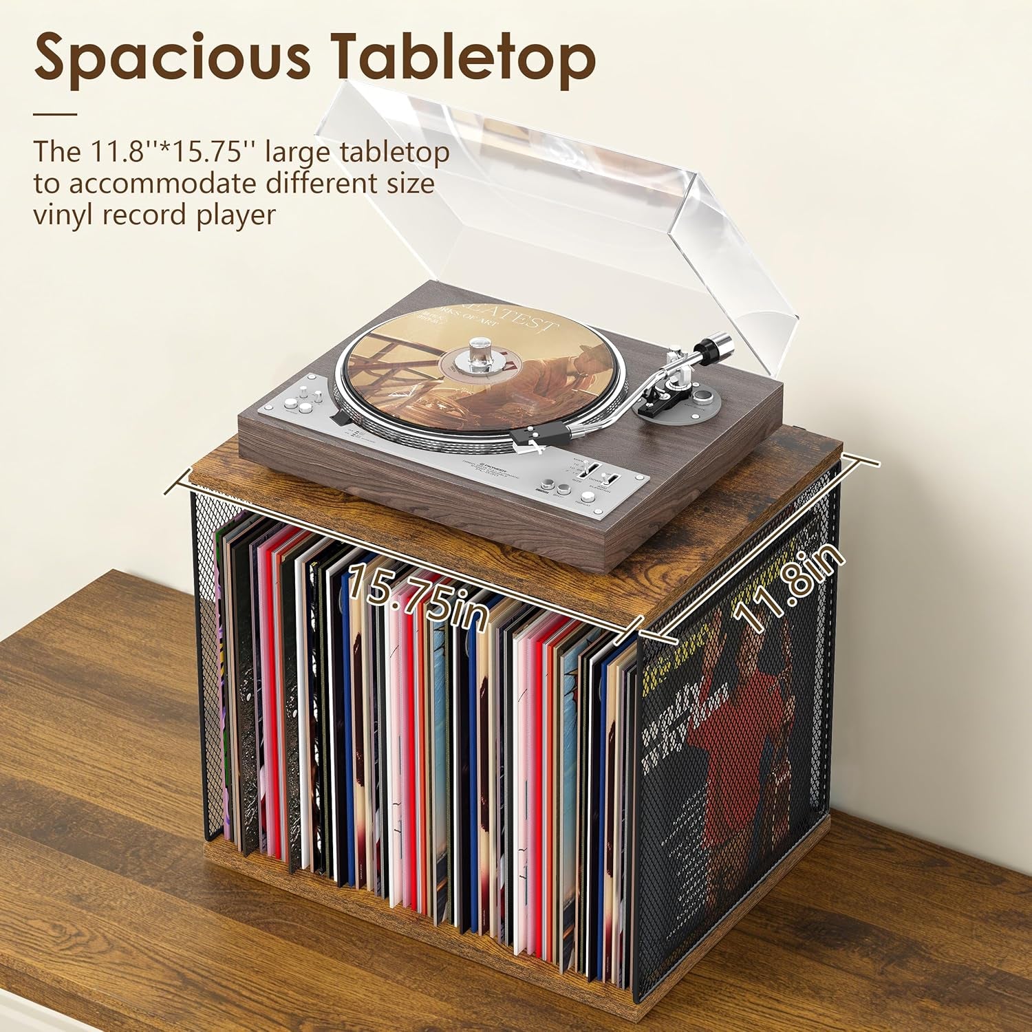 1 Cube Vinyl Record Storage DIY Stackable 80-110 Shelf Visualize Box Cube - Natural Wooden Organizer Crate Cabinet Desktop Storage for Retro Vinyl Record Player