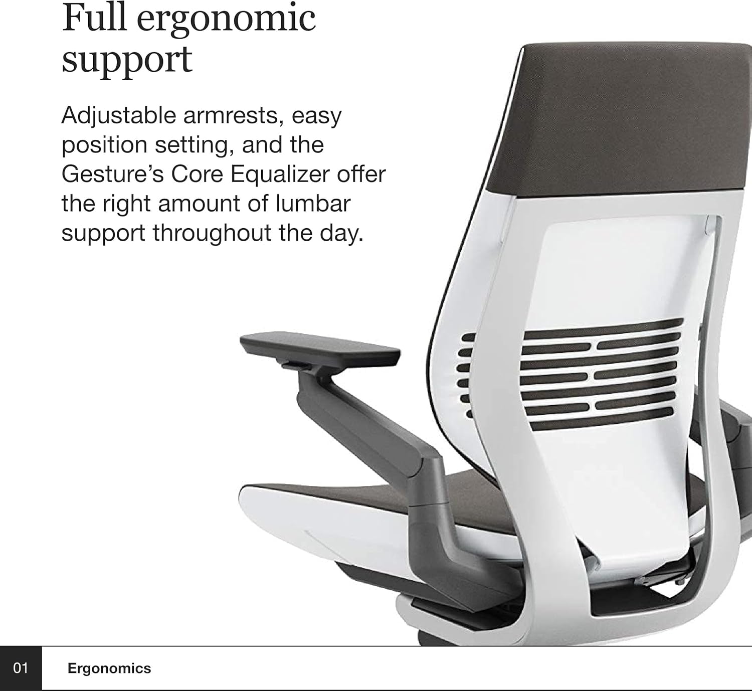 Gesture Office Chair - Ergonomic Work Chair with Wheels for Carpet - Comfortable - Intuitive-To-Adjust for Desk - 360-Degree Arms - Graphite Gray Fabric