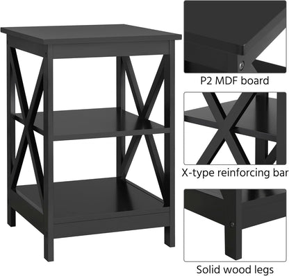 Modern Living Room 3 Pieces Table Sets, Lift Top Coffee Table and End Table Sets for Home and Office, Easy Assembly Accent Furniture with Hidden Compartment and Open Storage Shelf, Black