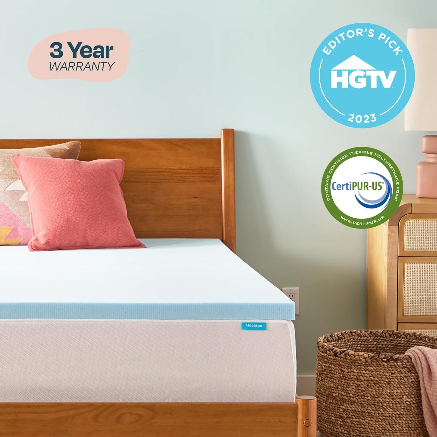 Memory Foam Mattress Topper, Queen Size - 2 Inch Gel Infused Memory Foam - Plush Feel - Cooling and Pressure Relieving - Certipur Certified