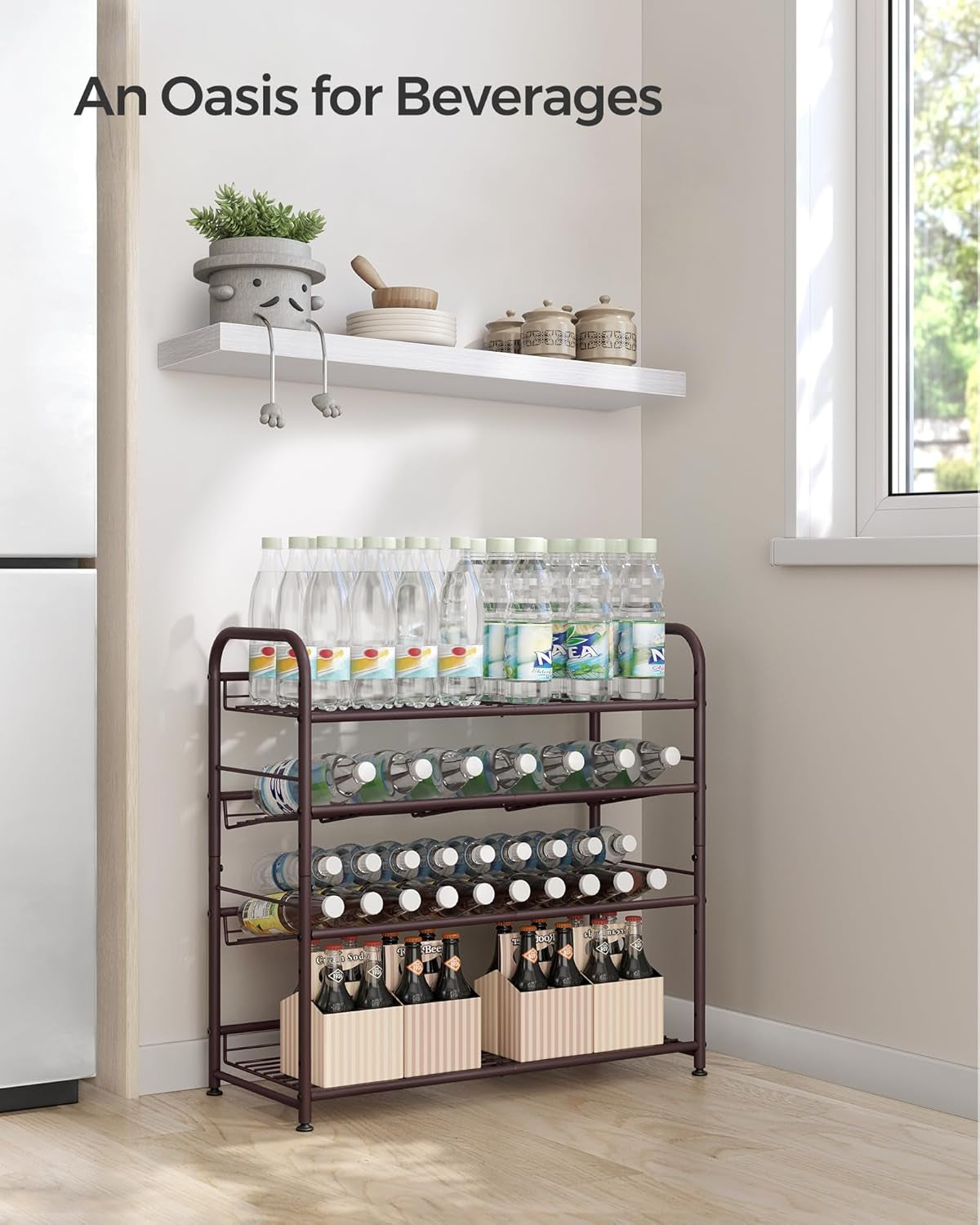 Stackable Shoe Rack, 4 Tier Metal Shoes Rack Storage Shelf, Holds up to 20 Pairs Shoes, Adjustable Slanted Shelves Tower Organizer for Closet Entryway Small Spaces, Bronze
