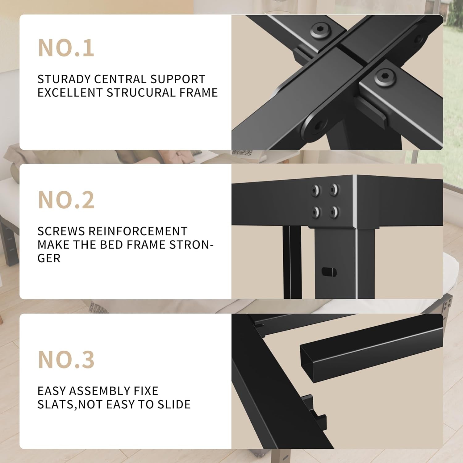 18 Inch Metal Twin Bed Frame No Box Spring Needed - Easy Assembly Heavy Duty Noise Free Narrow Bedframes - Single Black Basic Steel Slats Platform with Storage