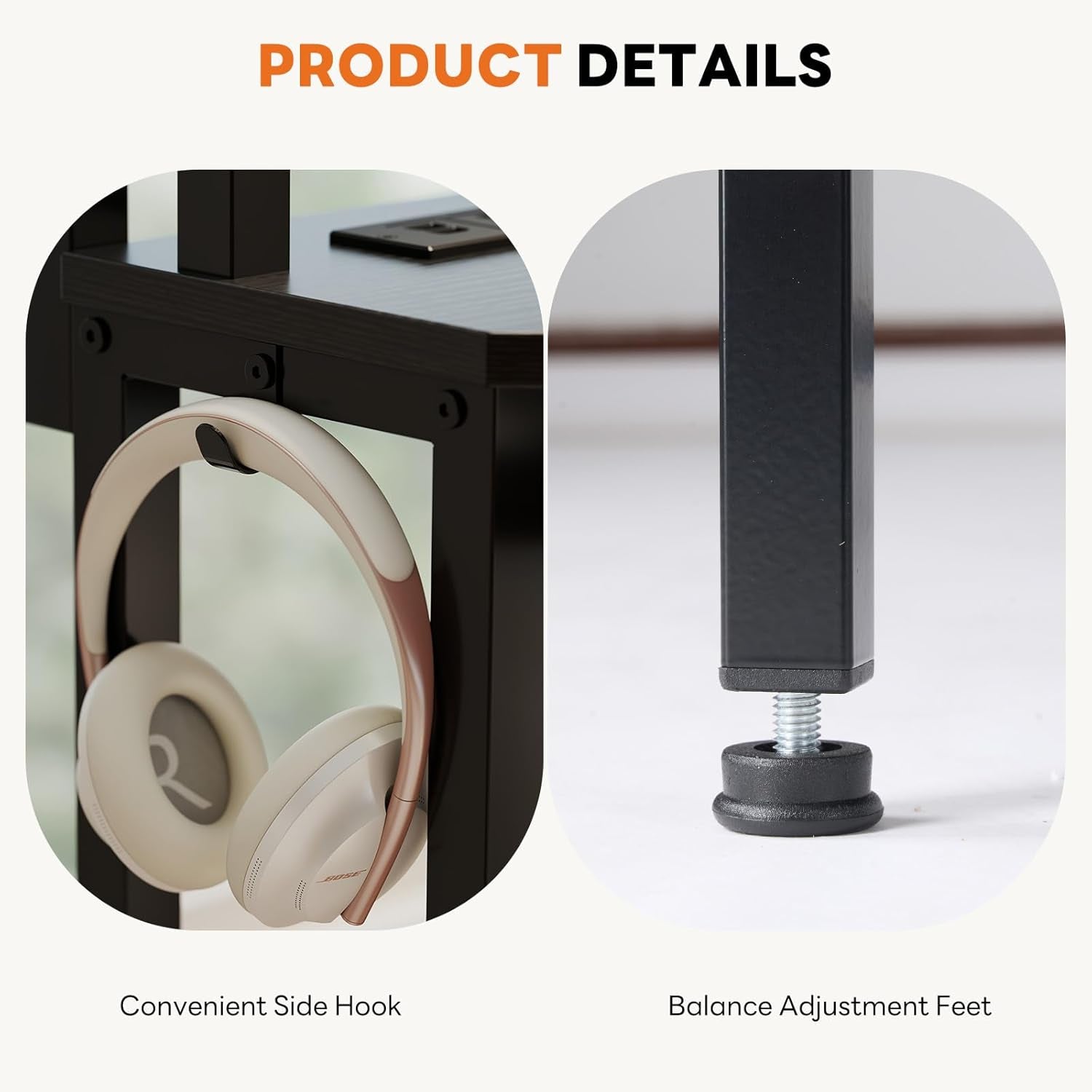 Conner Desk Home Office Computer Desk for Small Space with LED Lights Gaming Table with Storage Shelves Power Outlets Monitor Stand Keyboard Tray for Bedroom, Black