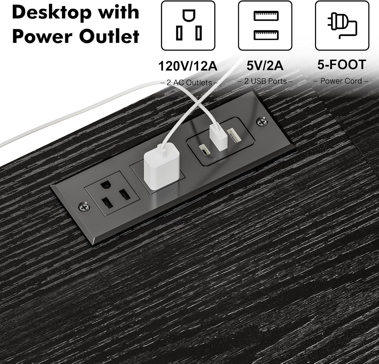 Black TV Stand Entertainment Center for 55 Inch Tvs, with Charging Station and Lights Open Storage Shelves, TV Media Console, Open Storage Shelf with Sound Rack for Living Room, Bedroom