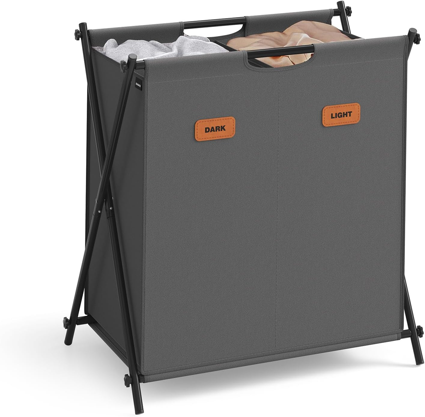 Laundry Hamper, Laundry Basket, 40.9 Gal. Laundry Sorter 4 Sections, Collapsible X-Frame, Clothes Organizer with Customizable Labels, Laundry Room, Bedroom, Bathroom, Ink Black ULCB140B01