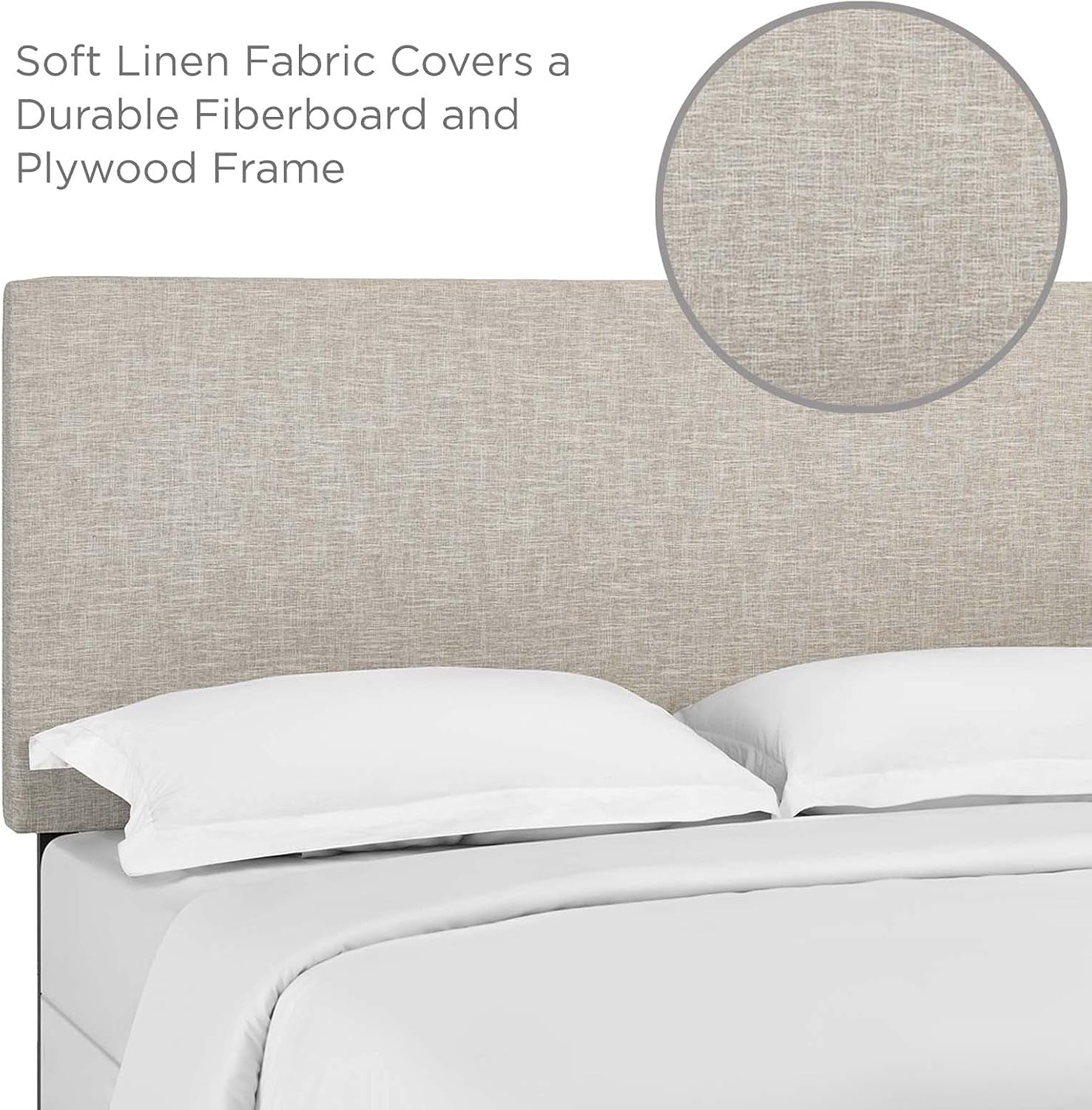 Claire Linen Fabric Upholstered King and California King Headboard in Beige