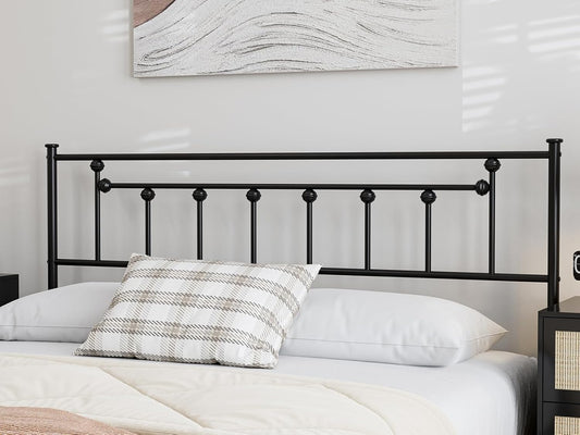 Metal Full Size Headboard, Adjustable Height, Full Headboard Only for Bedroom, Rustic Farmhouse Style, Attach Frame, Easy Assembly, Black