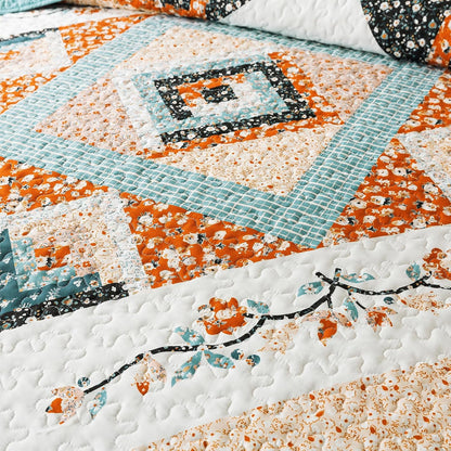 Cotton King Size Quilt Sets, Lightweight King Quilt Bedding Set (98 X 106 Inch) Garden Style Floral Bedspread King Size Coverlet Set for Bed Decorations - All Seasons, 3 Pieces