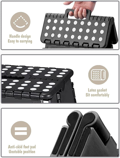 Folding Step Stool 13 Inch Heavy Duty Plastic Foldable Step Stool for Kids and Adults, Small Collapsible Fold up Stepping Stool 1 Pack