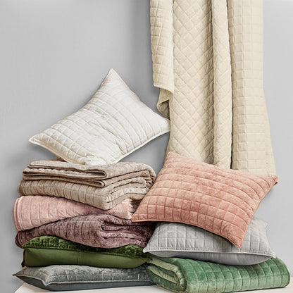 Luxury Velvet Quilt Set King Size Bedding Sets, Ultra Soft Velvet Comforter Set, Lightweight Channel Box Stitch Oversized Bedspread Coverlet for All Season, with 2 Shams, Urban Taupe