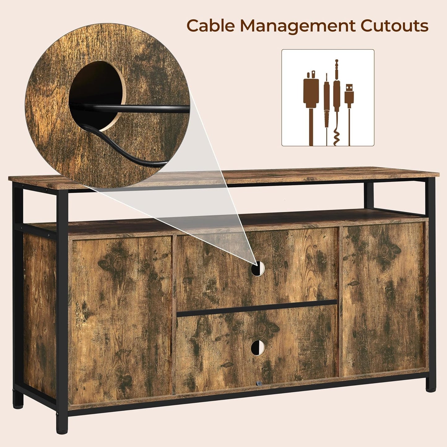 TV Stand for 65 Inch TV, Farmhouse Entertainment Center with Storage, Wood Tall TV Stands for Living Room with Sliding Barn Doors, Rustic Brown