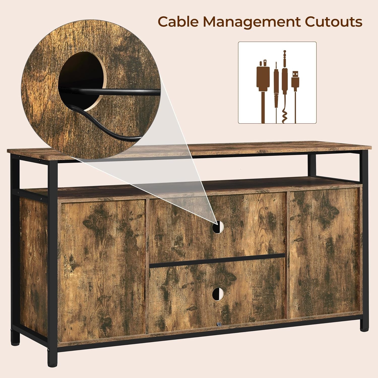 TV Stand for 65 Inch TV, Farmhouse Entertainment Center with Storage, Wood Tall TV Stands for Living Room with Sliding Barn Doors, Rustic Brown