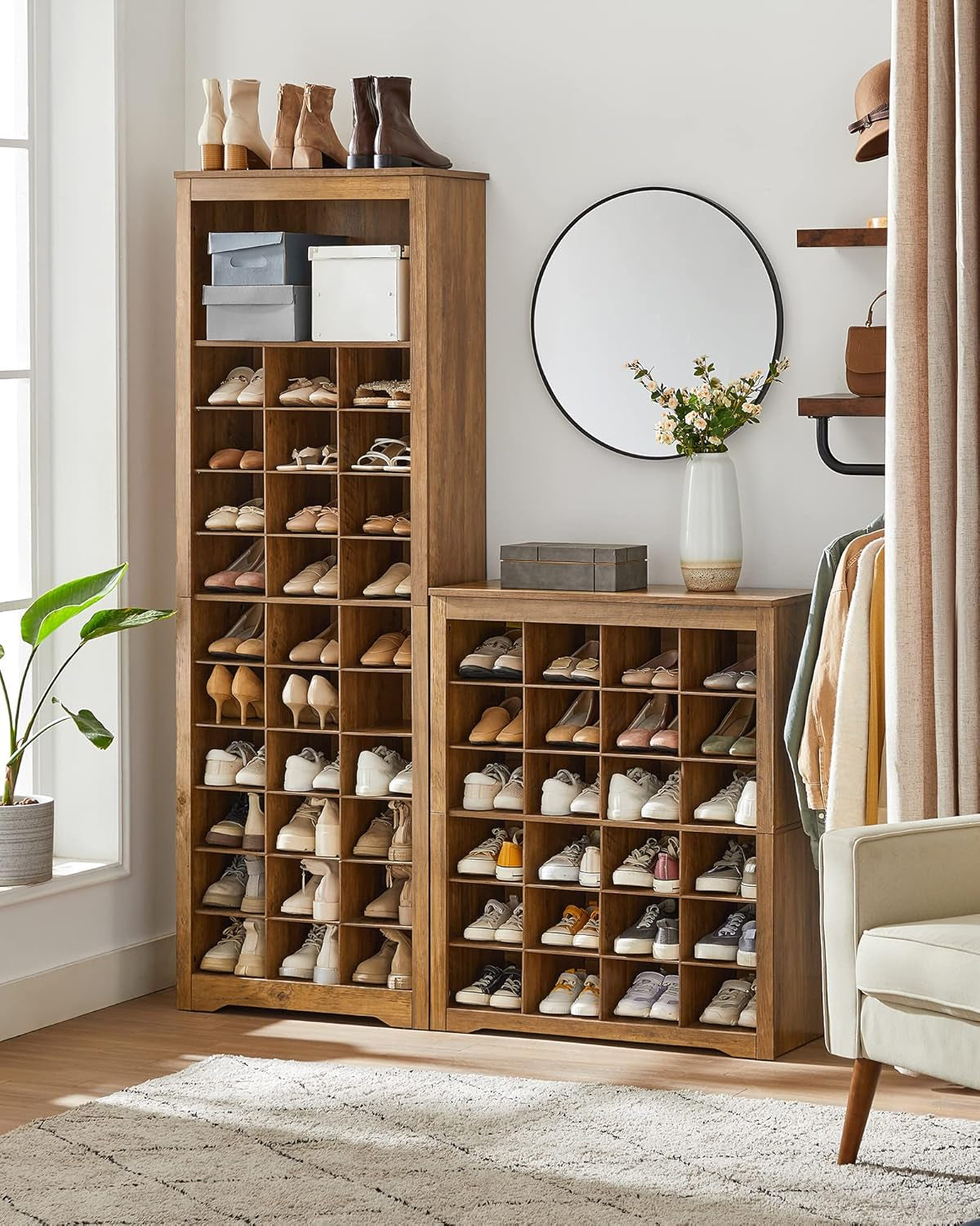 Shoe Storage Cabinet, 10 Tier Shoe Rack Organizer, Holds up to 30 Pairs of Shoes, for Entryway Bedroom, 12.6 X 24.8 X 73.6 Inches, Rustic Walnut ULBS273T41