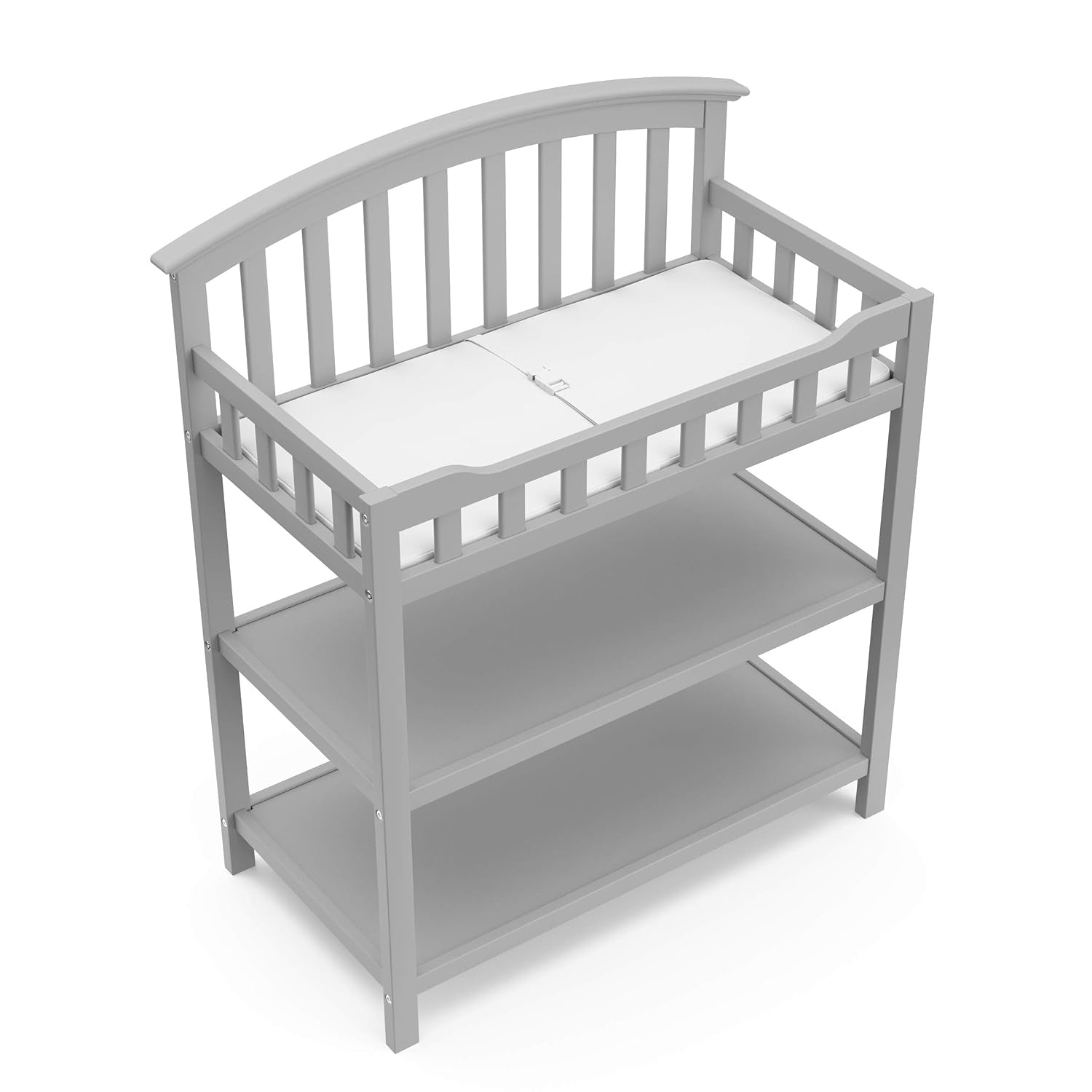 Graco Changing Table with Water-Resistant Changing Pad (Pebble Gray) – GREENGUARD Gold Certified, Multi Storage Nursery Changing Table for Infants and Babies