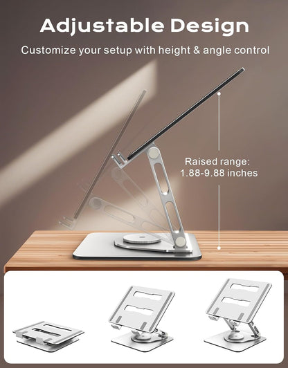 Laptop Stand for Desk 360° Flexible Rotating, Ergonomic Adjustable Laptop Riser Holder with Dual-Bar Support, Portable Computer Notebook Stand for Macbook Air Pro, Dell XPS, HP (10-16")