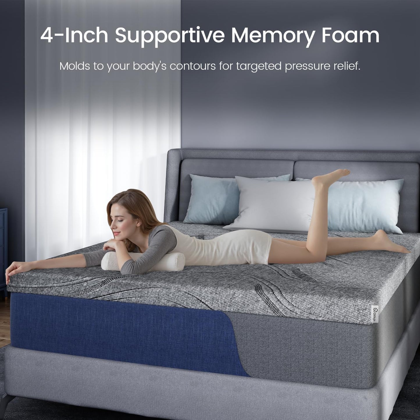 King Memory Foam Mattress Topper Firm, 4 Inch Extra Firm Mattress Topper for Back Pain Relief, Copper Infused Cooling Bed Topper with Washable Cover & Non-Slip Base, Certipur-Us Certified