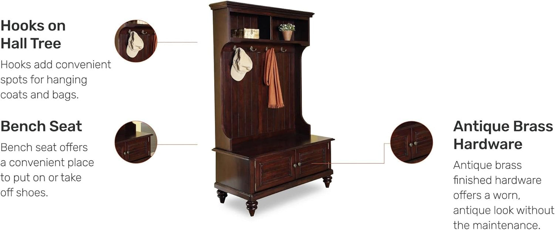 Bermuda Brown Hall Tree