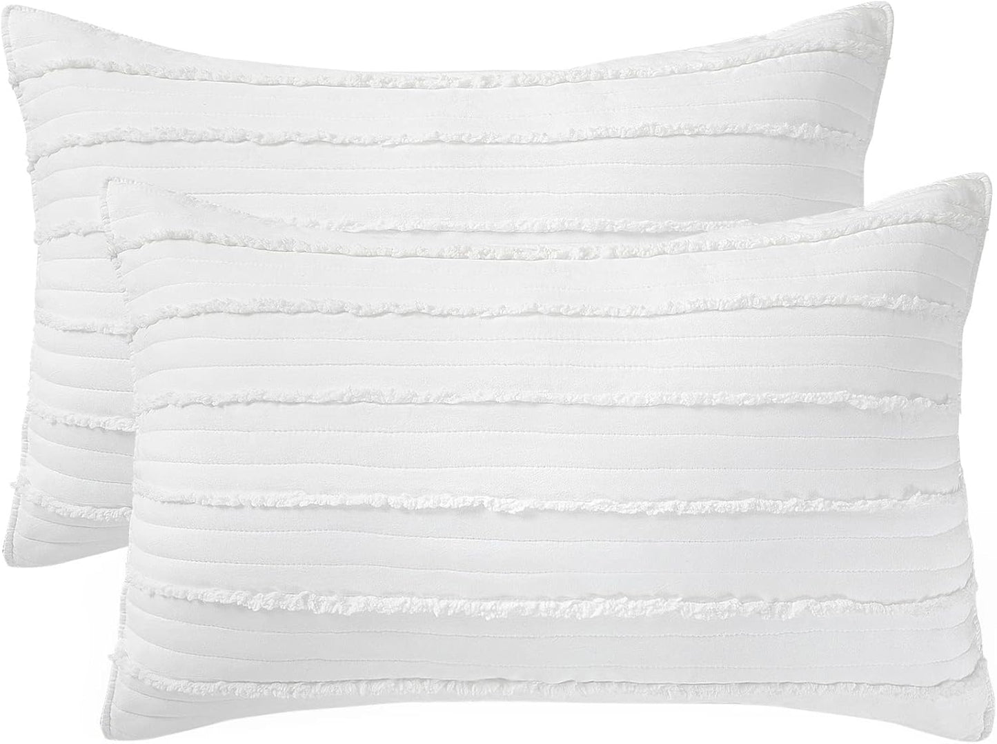 King Size Pillow Shams Set of 2, Ultra Soft Breathable 20 X 36 Inches Pillow Case Envelope Closure, Microfiber Farmhouse Bed Pillowcases for Easy Care, White