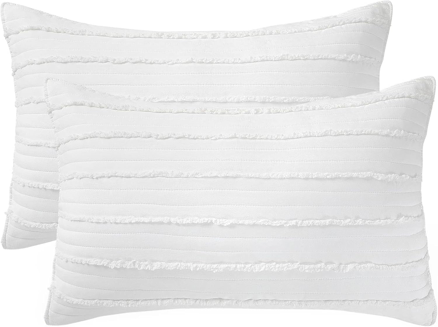 King Size Pillow Shams Set of 2, Ultra Soft Breathable 20 X 36 Inches Pillow Case Envelope Closure, Microfiber Farmhouse Bed Pillowcases for Easy Care, White