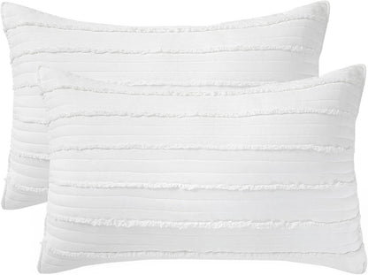 King Size Pillow Shams Set of 2, Ultra Soft Breathable 20 X 36 Inches Pillow Case Envelope Closure, Microfiber Farmhouse Bed Pillowcases for Easy Care, White