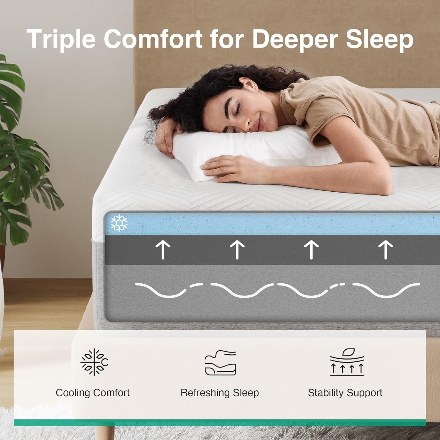 Queen Size Mattress, 12 Inch Gel Memory Foam Mattress for a Cool Sleep & Pressure Relief, Medium Firm Feel with Motion Isolating, Bliss
