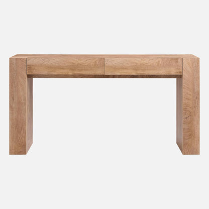 Modern Entryway Console Table, Sofa Table with Drawers, 63" Long Hall Table behind Couch, Thick Wood Design for Living Room, Hallway - Light Knotty Oak