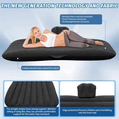 Inflatable Car Air Mattress Back Seat Bed with Air Pump,55" (L) X 35" (W) Portable Thickened Car Travel Camping Sleeping Air Mattress Blow up Bed for Mid-Size,Full-Size Car SUV