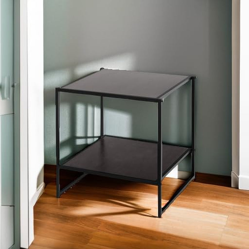 Dane 20 Inch Black Frame Side Table, End Table, Easy Assembly, Rich Black Wood Grain (Espresso)