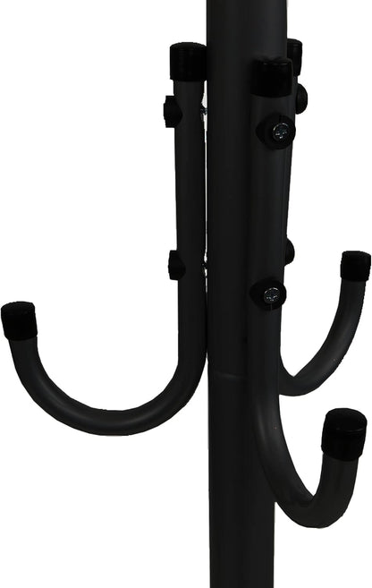 Freestanding Coat Rack, Multi-Tier Organizer for Office and Entryway, Metal, Black