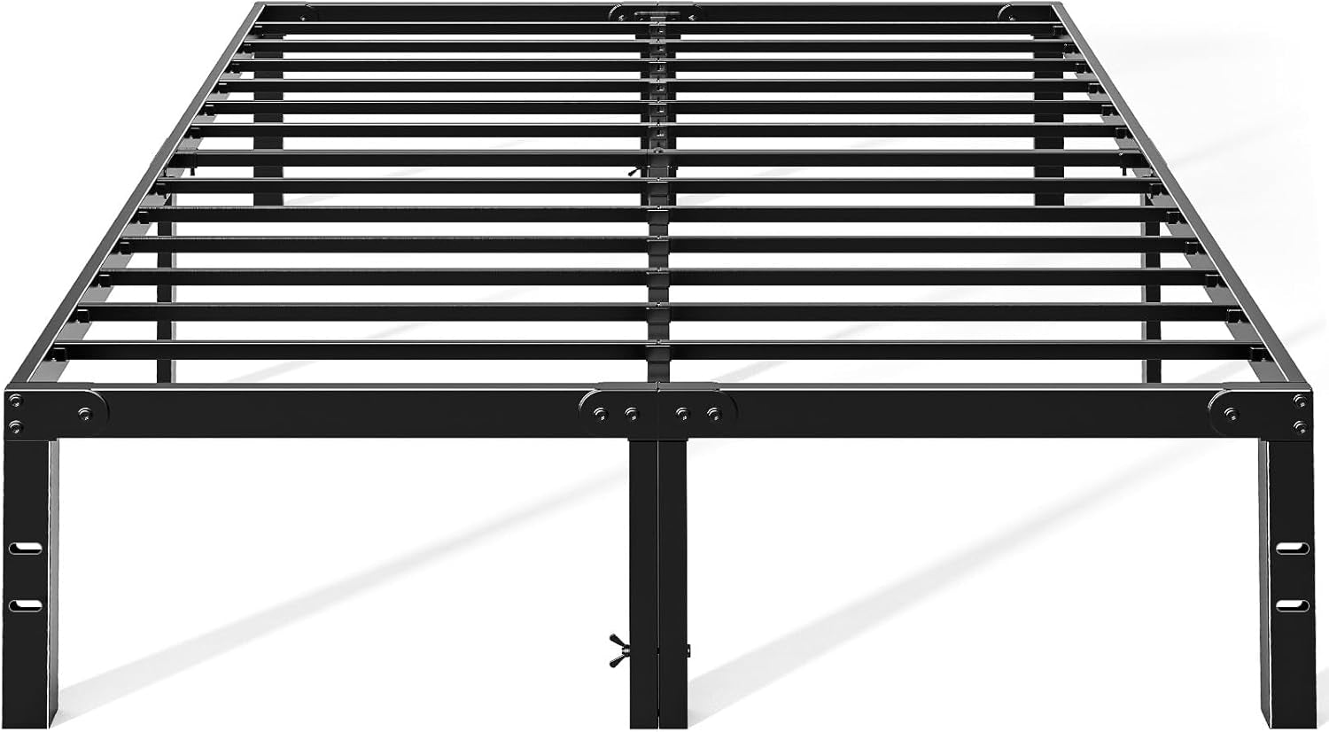 Metal King Bed Frame - 14In High with Storage Space, No Box Spring Needed with Sturdy Steel Slat Support, 2200LBS Heavy Duty for Easy Assembly, Black for Bedroom