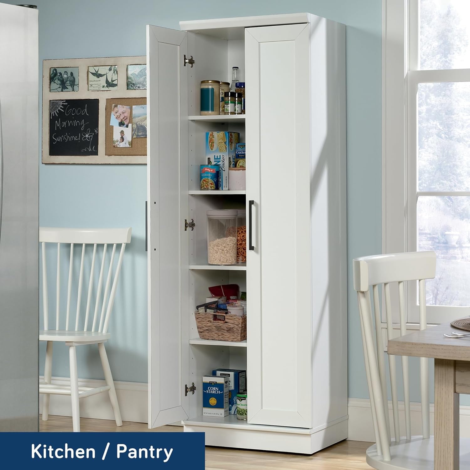 Homeplus Storage Cabinet/ Pantry Cabinets, Soft White Finish