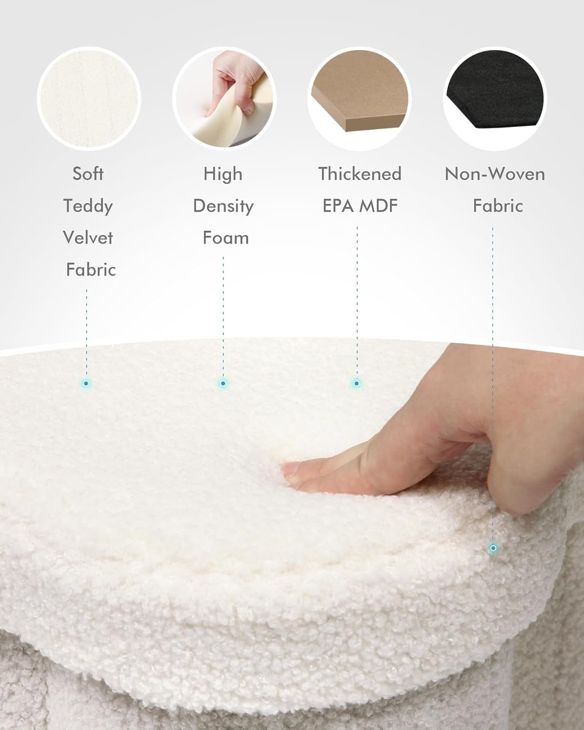 Storage Ottoman Cube, Flowers Shaped Ottomans with Storage Foot Stool Footrest for Lving Room, Boucle Ottoman Seat for Dorm Room,Faux Teddy Fur,White 12.6"X12.6"X12.6"