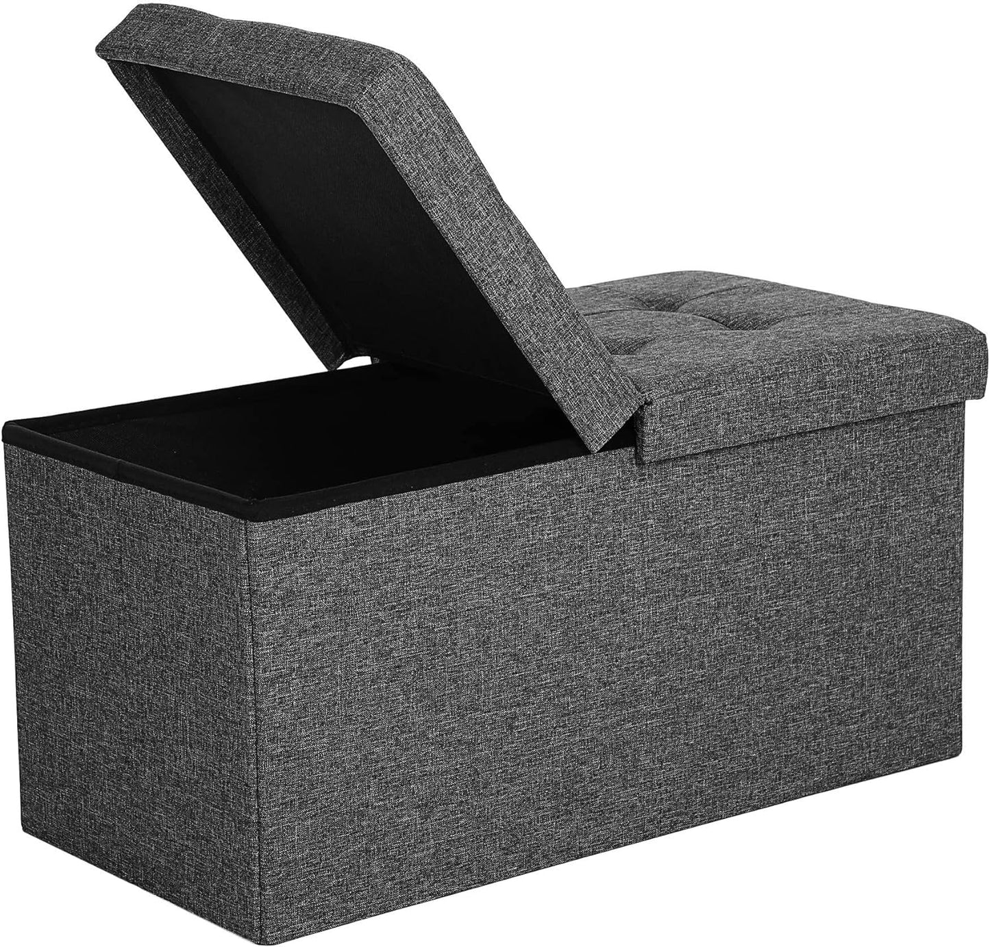 Mazie Collection - 43 Inches Storage Ottoman, Foldable Storage Bench with Flipping Lid, 660 Lb Load Capacity, for Entryway, Living Room, Bedroom, Midnight Blue ULSF076Q02