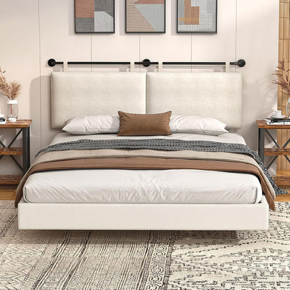 Headboards Queen Size Bed Headboard Wall Mounted Headboards for Bed with Linen Upholstery Cabeceras De Cama Hanging Headboard for Bedroom (Beige, Queen)