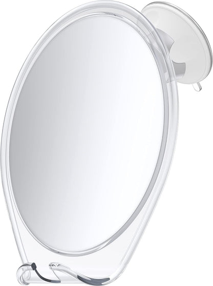 Fogless Shower Mirror with Suction Mount & Swivel – Anti-Fog Acrylic Bathroom Mirror for Shaving – Built-In Razor Holder, Easy Install, Home Shower Accessory (White)