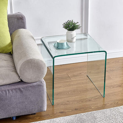 Glass End Side Table for Living Room Nightstand Bedside Table Small Coffee Table(19.7" X15.7X17.7) (20X16X18)